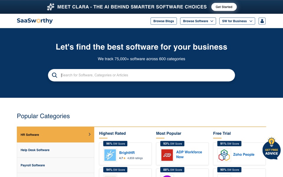 Screenshot of SaaSworthy
